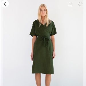 SUMMER Linen Wrap Dress in RUST color